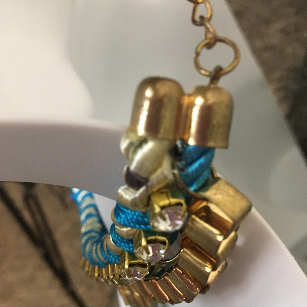 Turquoise Colored Pointy Beaded Statement Necklace - image 4